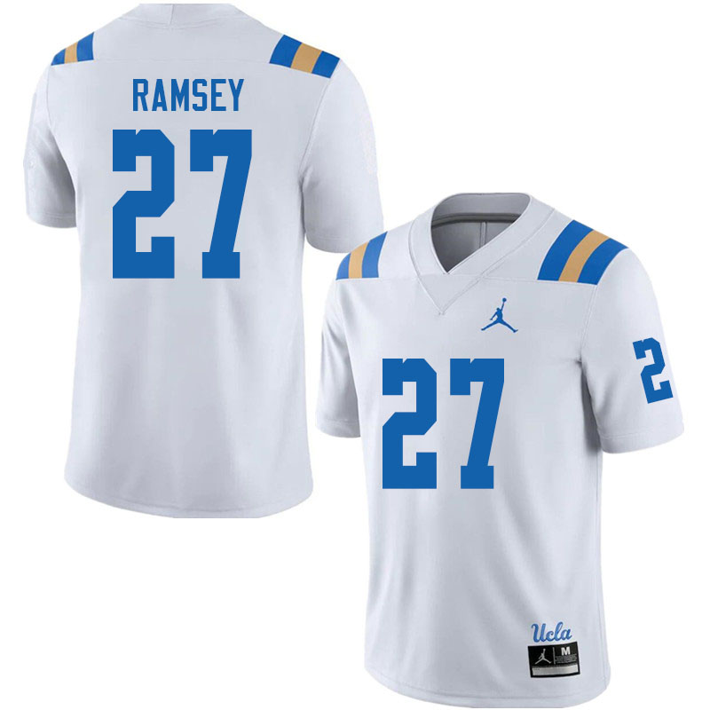 Jordan Brand Men #27 Kamari Ramsey UCLA Bruins College Football Jerseys Sale-White - Click Image to Close